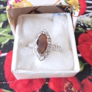 Brown Stone Ring With Bling